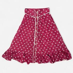 Red Gingham Gunne Sax Midi Skirt